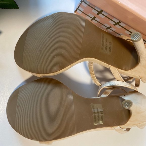 Faux Leather Nude Snake Skin Print Strappy Heels - Picture 6 of 7